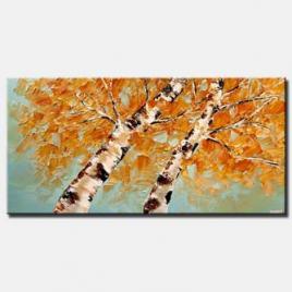 canvas print of contemporary abstract blooming birch tree painting palette knife