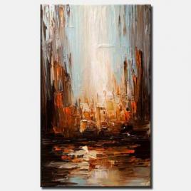 canvas print of contemporary abstract city painting heavy texture palette knife