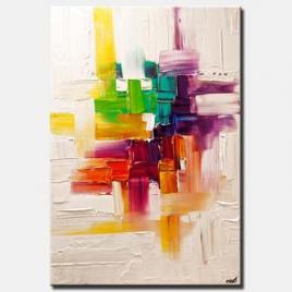 canvas print of colorful abstract painting on white background texture