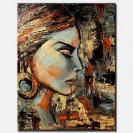 canvas print of modern abstract portrait palette knife painting