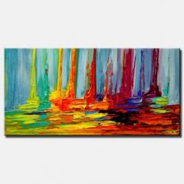 canvas print of colorful abstract sail boats in sea modern palette knife painting