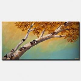 canvas print of silver birch trees blooming abstract landscape textured