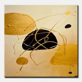 canvas print of gold black abstract painting textured