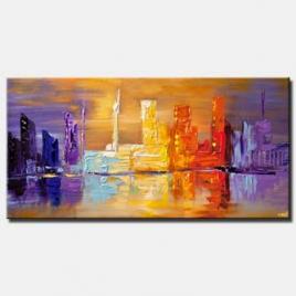 downtown city abstract painting modern palette knife