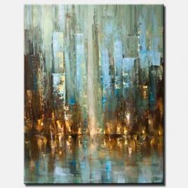 contemporary abstract city painting textured palette knife