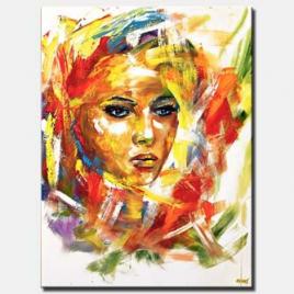 colorful woman portrait painting on white