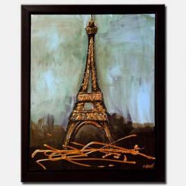 canvas print of Eiffel tower abstract painting framed