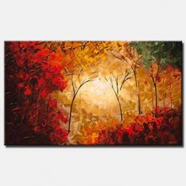 canvas print of original contemporary abstract landscape blooming trees modern palette knife