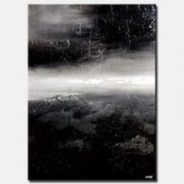 canvas print of black white textured abstract storm painting