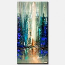 city lights blue abstract painting