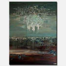 teal brown contemporary abstract painting