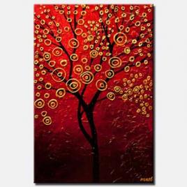 red gold tree painting