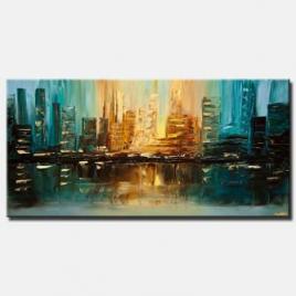 teal city abstract painting