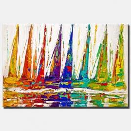 original colorful sailboats painting abstract art
