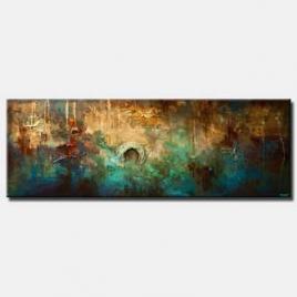 canvas print of blue rust contemporary abstract painting textured