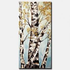 canvas print of silver birch trees painting textured
