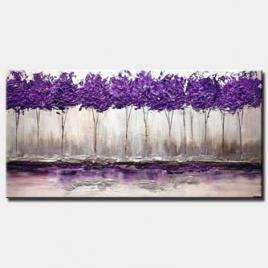 purple trees painting textured silver modern palette knife home decor