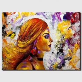 colorful woman portrait pop art textured painting
