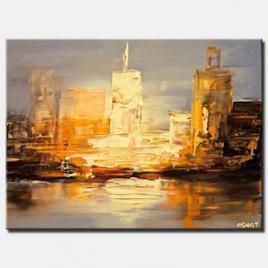 canvas print of small city abstract painting_P1