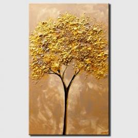 canvas print of original modern gold tree painting textured