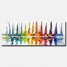 canvas print of colorful sailboats abstract painting