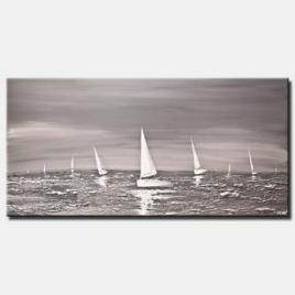 canvas print of silver seascape painting modern texture abstract art