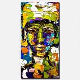 canvas print of colorful protrait painting modern acrylic texture
