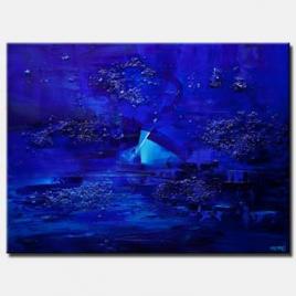 blue abstract art textured painting home decor