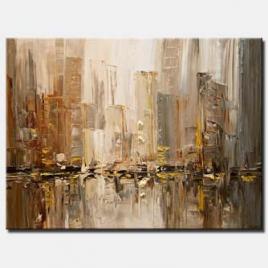 canvas print of original contemporary city abstract modern palette knife painting
