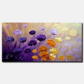 purple flowers painting original textured contemporary modern palette knife abstract floral