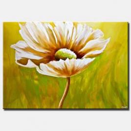 canvas print of Abstract Daisy flower painting green