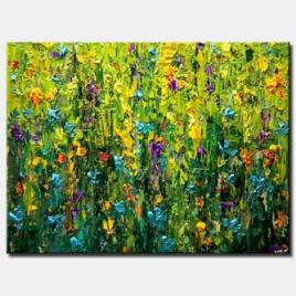 modern textured  blooming flowers clorful painting
