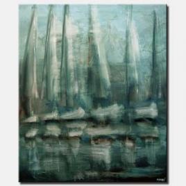 contemporary modern sailboats abstract painting blue