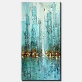 contemporary city painting modern palette knife blue abstract city