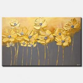 yellow gray flowers gray background painting home decor art