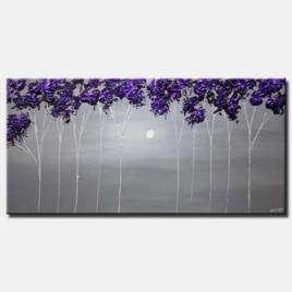 canvas print of purple lavender blooming trees painting heavy texture