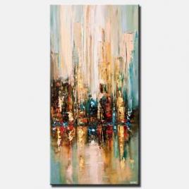 canvas print of modern palette knife abstract city painting wall hanging