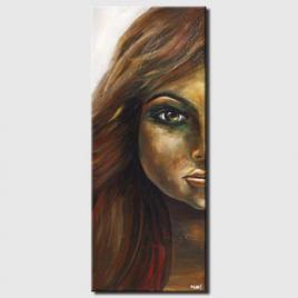 canvas print of modern woman portrait palette knife painting