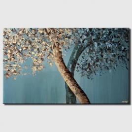 canvas print of blooming trees blossom blue brown