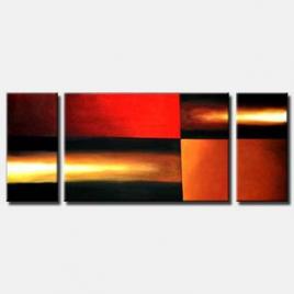 triptych abstract rays of light painting