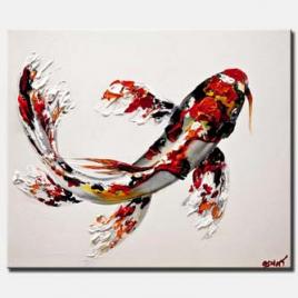 canvas print of koi fish painting textured