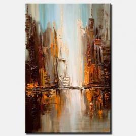 canvas print of modern downtown painting textured abstract city painting