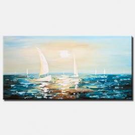seascape painting modern palette knife teal