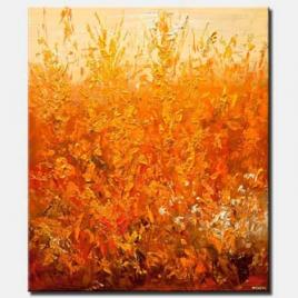 orange cream floral abstract painting modern palette knife