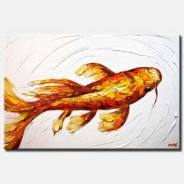 canvas print of orange koi fish painting textured koi fish art