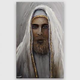 canvas print of rabbi painting textured religious  figure painting