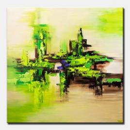 canvas print of green textured abstract art