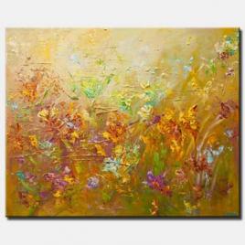 canvas print of modern abstract flowers painting contemporary colorful palette knife painting