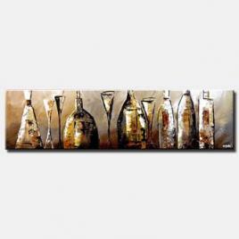 canvas print of Liquor wine bottles resturant painting