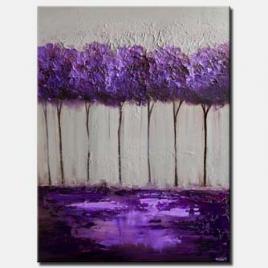 canvas print of purple gray blooming tree painting